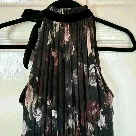FUZZI Whimsigoth Fairy Feminine Velvet Floral Trim Tie Neck Flare Tulle Mesh M - Picture 11 of 15